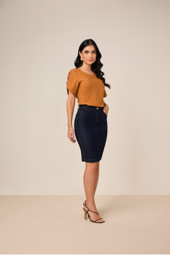 27829 - SAIA TRADICIONAL JEANS BORDADA 55CM