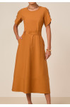 27833 CONJUNTO BLUSA ALFAIATARIA DE VISCOSE E SAIA SEMI GODE ALFAIATARIA 