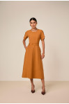 27833 CONJUNTO BLUSA ALFAIATARIA DE VISCOSE E SAIA SEMI GODE ALFAIATARIA 