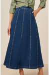 27796 - SAIA EVASÊ JEANS COM RECORTES 80CM
