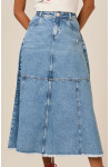 27806 - SAIA GODÊ JEANS COM RECORTES E BARRA A FIO 85CM 27806 - SAIA GODÊ JEANS COM RECORTES E BARRA A FIO 85CM