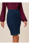 27832 - SAIA RETA JEANS COM DETALHE DE TRANÇA NA LATERAL 55CM