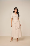 27848 - VESTIDO ALFAIATARIA DE VISCOSE QUAKER COM BOTÕES DE COCO 130CM