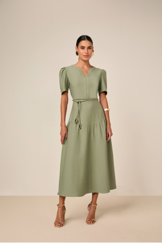 27849 VESTIDO GODE ALFAIATARIA DE VISCOSE COM CORDÃO 130CM