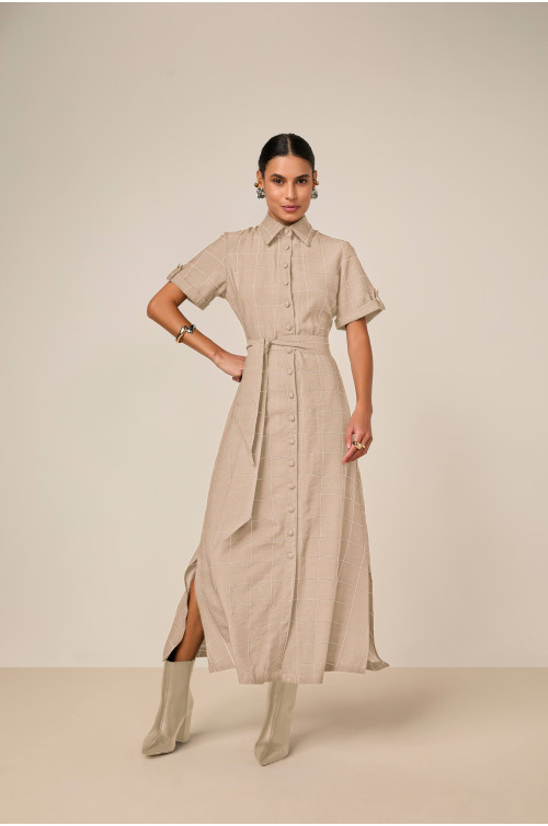 27877BG - CHEMISE DE ALFAIATARIA COM VISCOSE XADREZ 135CM