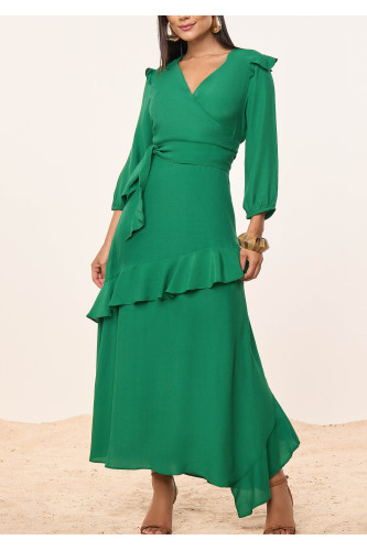 27916 - VESTIDO CREPE DE VISCOSE  VERDE