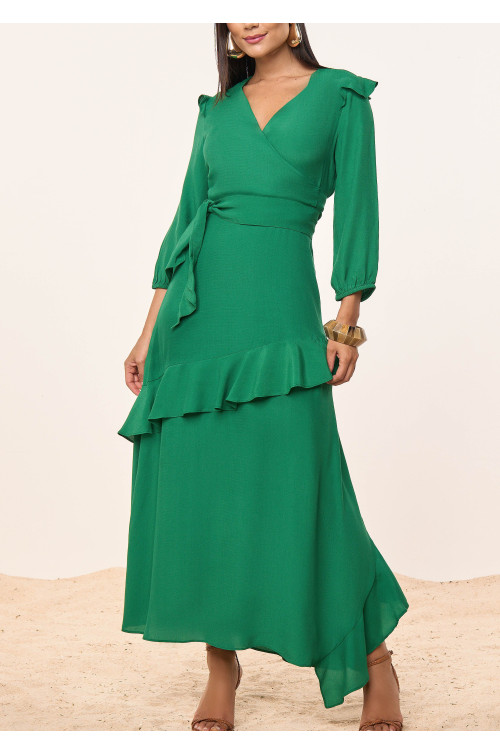 27916 - VESTIDO CREPE DE VISCOSE VERDE 27916 - VESTIDO CREPE DE VISCOSE VERDE