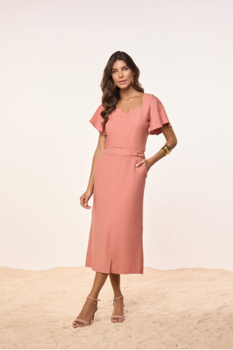 27936-SAIA SEMI EVASE ALFAIATARIA DE VISCOSE TELHA SUAVE 80CM