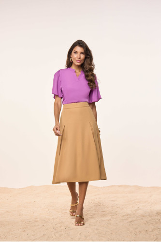 27964LL - BLUSA DE TECIDO PLANO LILAS 