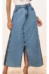28025-SAIA JEANS SEMI EVASÊ COM ABERTURA 95CM 28025-SAIA JEANS SEMI EVASÊ COM ABERTURA 95CM