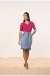 27948- SAIA TRADICIONAL JEANS COM VIÉS DE AMARRAÇÃO 55CM
