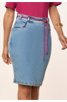 27988- SAIA RETA JEANS COM DETALHE DE CORDÃO 55CM