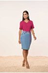 27988- SAIA RETA JEANS COM DETALHE DE CORDÃO 55CM