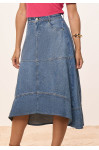 27957- SAIA GODÊ JEANS COM RECORTES 80CM