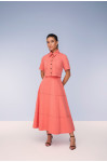 28040 CONJUNTO CAMISA CROPPED DE SARJA E SAIA GODE DE SARJA LEVE 