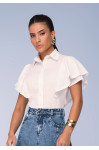 28065 - CAMISA DE TRICOLINE COM BABADO 
