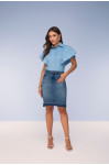 28065AC- CAMISA DE TRICOLINE COM BABADO AZUL CLARO