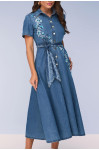 28071-VESTIDO GODÊ JEANS BORDADO 125CM