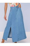28057- SAIA SEMI EVASÊ JEANS COM ABERTUTA LONGA