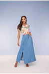 28057- SAIA SEMI EVASÊ JEANS COM ABERTUTA LONGA