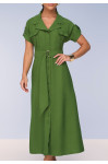 28089- CHEMISE EVASÊ ALFAIATARIA DE VISCOSE VERDE
