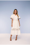 28092- VESTIDO SEMI GODÊ DE SARJA LEVE BORDADO OFF WHITE 125CM