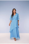 28114- VESTIDO LONGO DE CHIFFON TEXTURIZADO AZUL 140CM