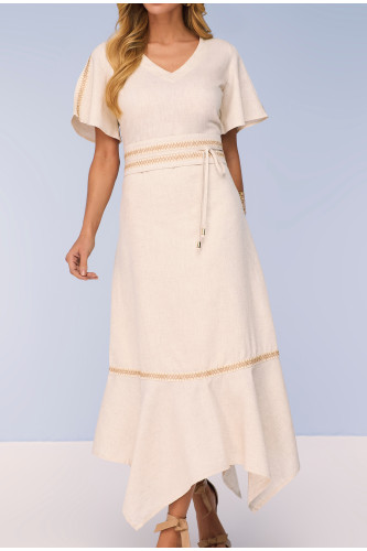 28117- VESTIDO EVASÊ VISCOLINHO C/ CINTO 120CM