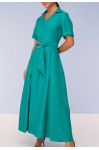 28128- VESTIDO SEMI GODÊ ALFAIATARIA DE VISCOSE VERDE 130CM