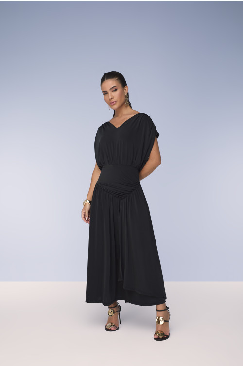 28146- VESTIDO GODÊ DE MALHA PRETA 130CM
