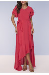 28159- VESTIDO LONGO DE TECIDO PLANO ROSA