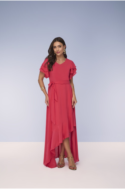28159- VESTIDO LONGO DE TECIDO PLANO ROSA