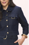 JAQUETA JEANS LISTRADO COM BOTOES 