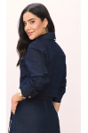 JAQUETA JEANS LISTRADO COM BOTOES 