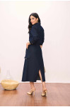 SAIA EVASE JEANS LISTRADO 80CM SAIA EVASE JEANS LISTRADO 80CM