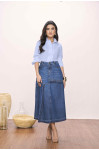 SAIA GODE JEANS COM RECORTES 85CM 