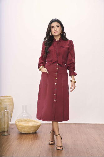 SAIA EVASE COM BOTOES VERMELHO 80CM 