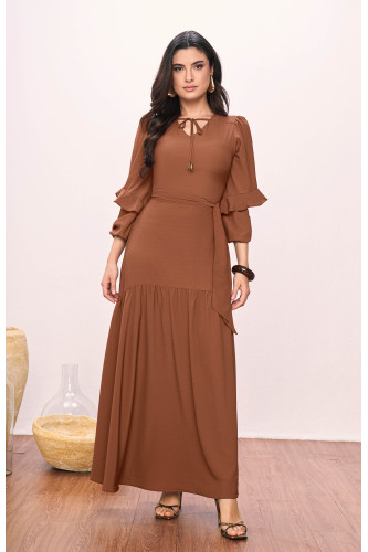 VESTIDO DE CREPE LONGO