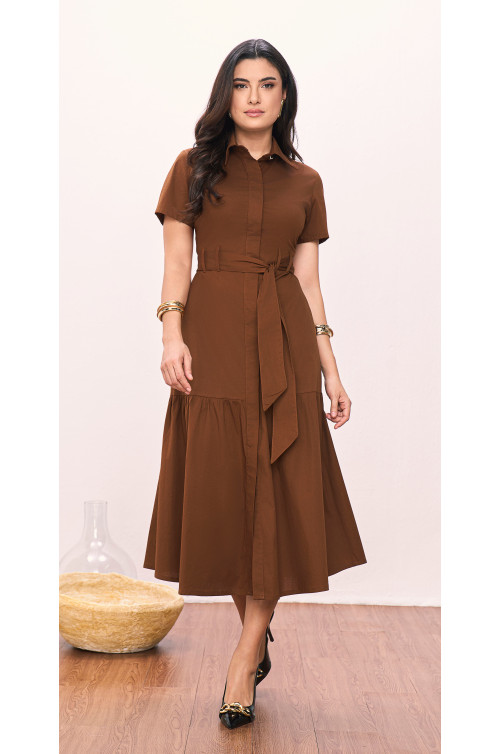 VESTIDO GODE DE TRICOLINE CHOCOLATE 125CM