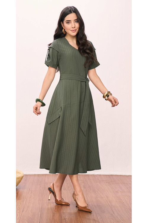 VESTIDO GODE DE ALFAIATARIA MAQUINETADO VERDE 125CM 