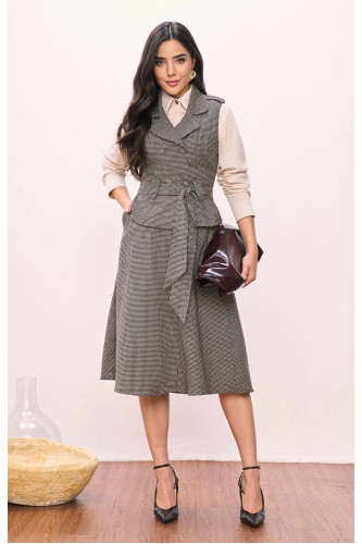 CONJUNTO COLETE XADREZ E SAIA EVASE XADREZ 80CM  
