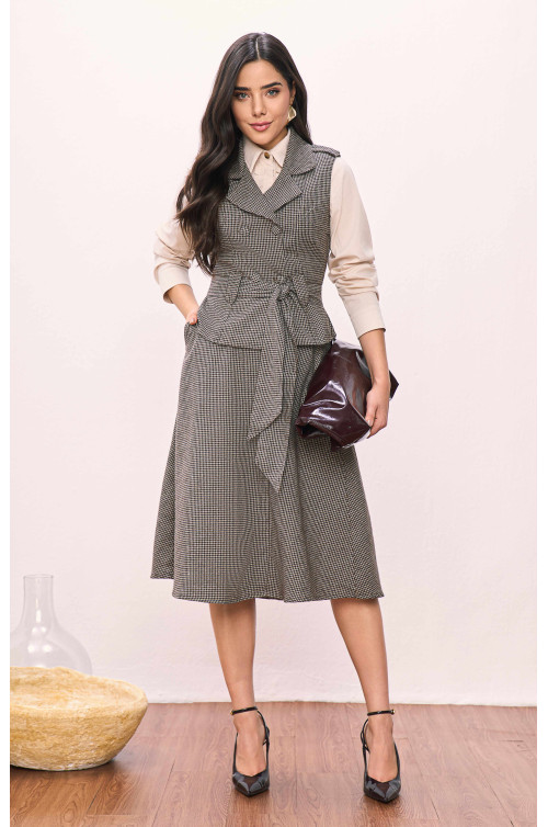 CONJUNTO COLETE XADREZ E SAIA EVASE XADREZ 80CM  
