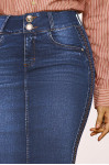 SAIA TRADICIONAL JEANS COM BORDADO LATERAL 62CM 