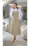 SALOPETE GODE RESINADA COM BOTOES BEGE 115CM SALOPETE GODE RESINADA COM BOTOES BEGE 115CM