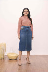 SAIA EVASE JEANS COM ABERTURA 80CM SAIA EVASE JEANS COM ABERTURA 80CM
