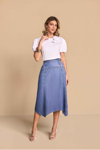 28394 - SAIA EVASE JEANS C/RECORTES 70CM TITANIUM