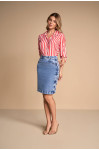 28381 - SAIA RETA JEANS COM TRANÇADO LATERAL 55CM TITANIUM 28381 - SAIA RETA JEANS COM TRANÇADO LATERAL 55CM TITANIUM