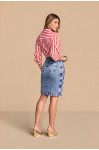 28381 - SAIA RETA JEANS COM TRANÇADO LATERAL 55CM TITANIUM 28381 - SAIA RETA JEANS COM TRANÇADO LATERAL 55CM TITANIUM