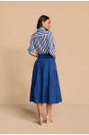 28291AZ - CAMISA 7/8 CREPE LISTRA AZUL TITANIUM