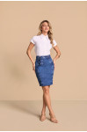 28388 - SAIA RETA JEANS C/FAIXA 55CM TITANIUM 28388 - SAIA RETA JEANS C/FAIXA 55CM TITANIUM